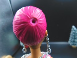 pink hair fashion doll head